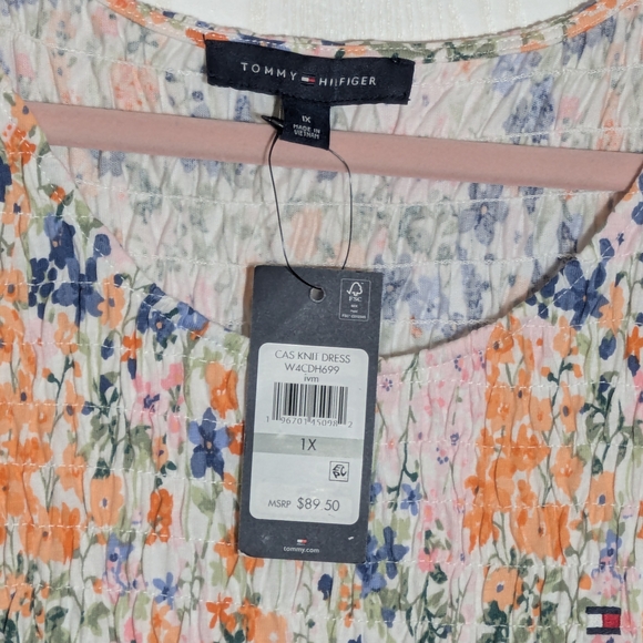 Tommy Hilfinger 1X Smocked Sleeveless Floral Maxi Dress Cottagecore, Casual Chic - Picture 6 of 6